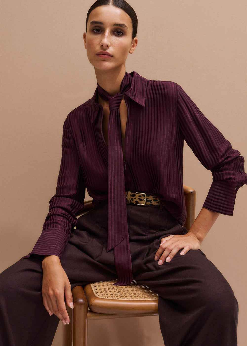 Red AM-PM Fluid Satin Shirt + Tie