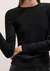 Black Cotton Rib Perfect Basic Top