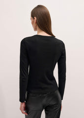 Black Cotton Rib Perfect Basic Top