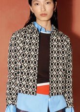 Navy Graphic Jacquard Zip-Through Jacket