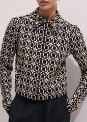 Navy Graphic Jacquard Zip-Through Jacket
