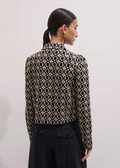 Navy Graphic Jacquard Zip-Through Jacket