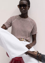 Cinnamon Soft Washed Stripe Raglan Tee