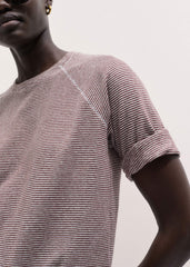 Cinnamon Soft Washed Stripe Raglan Tee