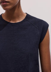 Navy Cap Sleeve Crew Neck Swing Tee