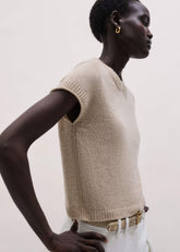 Oatmeal Cashmere Shrunken Knit Baby Tee