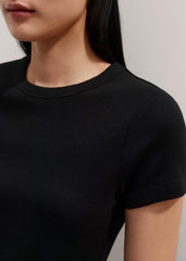 Black Ultimate Fitted Rib Crew Neck Tee