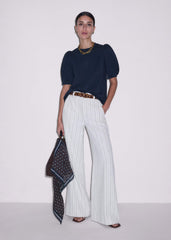 Navy Feminine Sleeve Swing Top