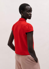 Red Cap Sleeve Polo Top