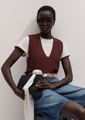 Cinnamon Brown Relaxed Knit Vest