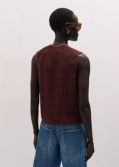 Cinnamon Brown Relaxed Knit Vest