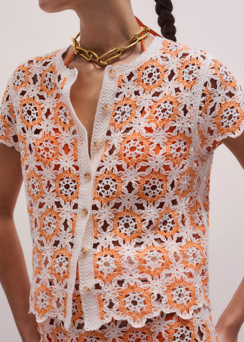 Floral Crochet Orange Beach Baby Tee