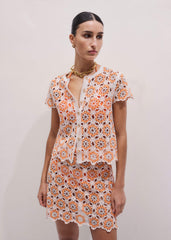 Floral Crochet Orange Beach Baby Tee