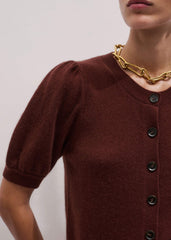 Cinnamon Brown Cashmere Feminine Sleeve Cardi
