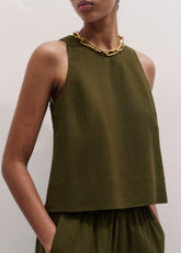 Olive Green Shell Crop Top