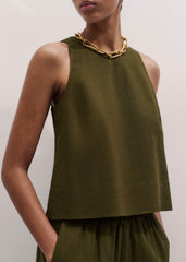 Olive Green Shell Crop Top