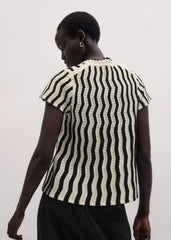 Cream Textured Pointelle Knit Swing Top