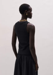 Black Textured Slim Basic Tank Top