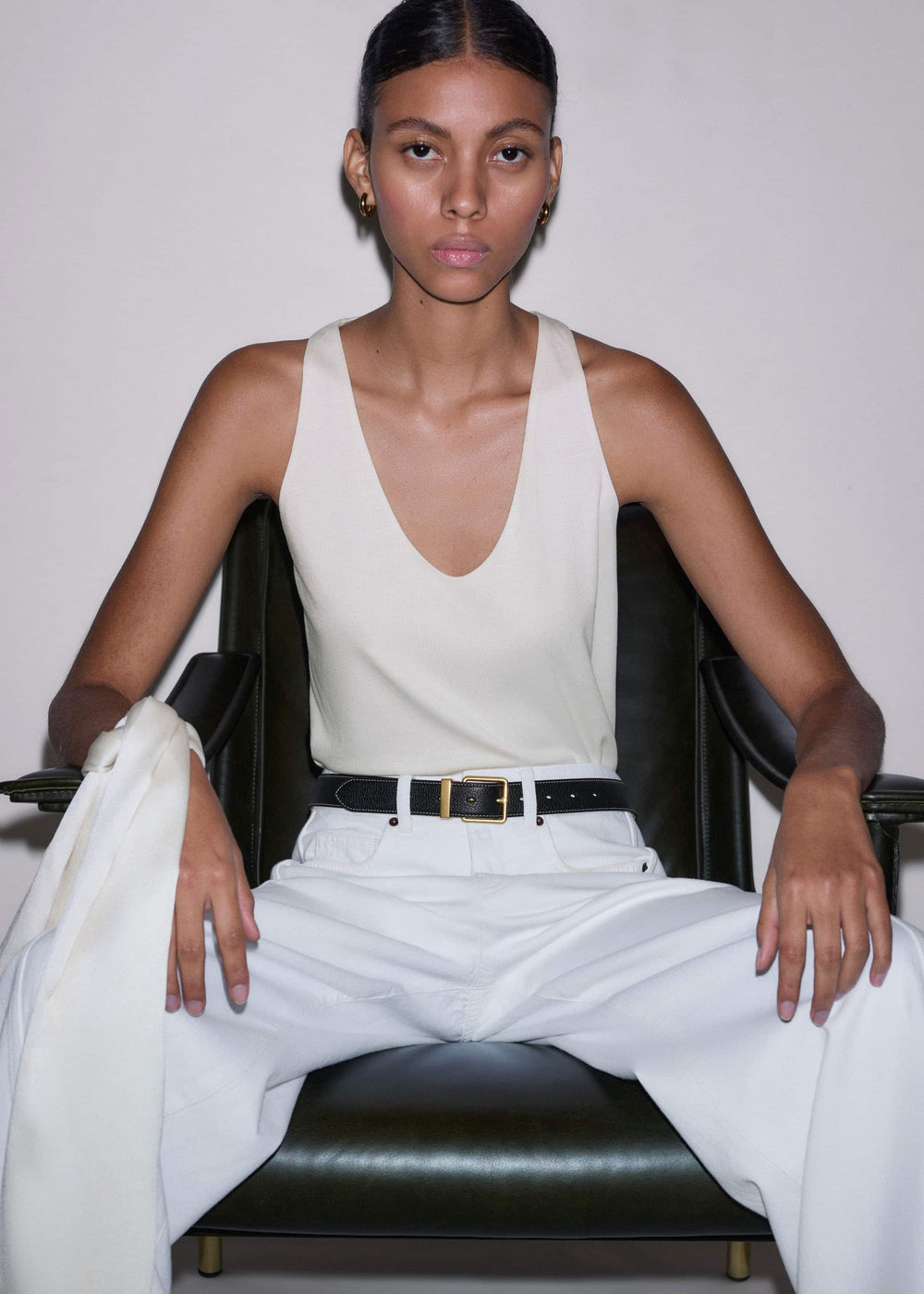 Cream Scoop Neck Vest