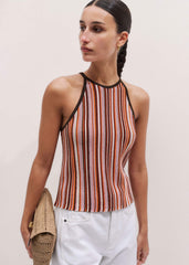 Cinnamon Brown Stripe Slim Knit Tank