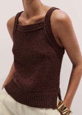 Cinnamon Brown Square Neck Knit Top