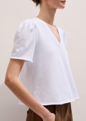 White Raw Edge V-Neck Swing Sweatshirt