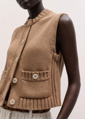 Brown Straight Crop Vest