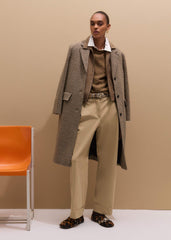 Brown Roll Trim Straight Layering Sweater Vest