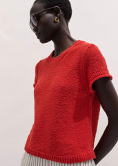Red Bouclé Straight Baby Tee