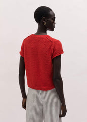 Red Bouclé Straight Baby Tee