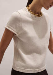 Vanilla Shrunken Straight Knit Baby Tee