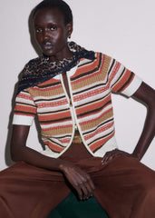 Cinnamon Brown Double Zip Knit Tee