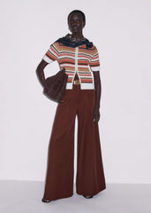 Cinnamon Brown Double Zip Knit Tee