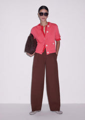 Pink Straight Knit Cardigan
