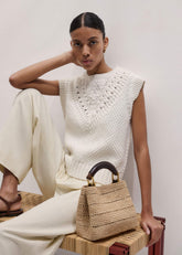 Cream Relaxed Knit Vest