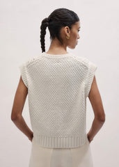 Cream Relaxed Knit Vest