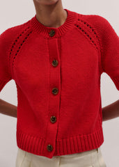 Red Short Sleeve Cardigan