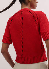 Red Short Sleeve Cardigan