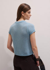 Blue Merino Cashmere Silk Straight Baby Tee