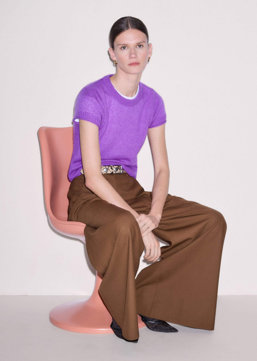 Purple Merino Cashmere Silk Straight Baby Tee