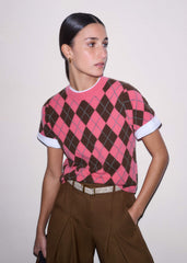 Pink Cashmere Argyle Knit Baby Tee