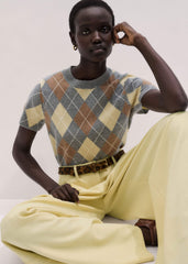 Yellow Cashmere Argyle Baby Tee