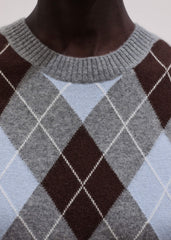 Blue Cashmere Argyle Baby Tee