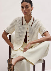 Cream Straight Knit Tee