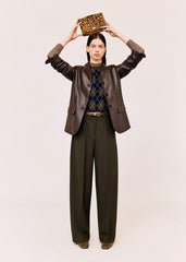 Olive Green Cashmere Argyle Knit Baby Tee