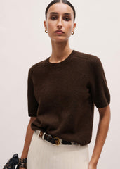 Brown Felted Knit Tee