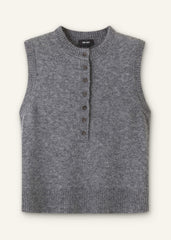 Grey Henley Straight Knit Vest
