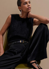 Black Brushed Cashmere Straight Sweater Vest