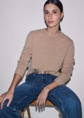 Camel Brown Cashmere Relaxed Crop Sweater