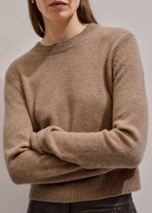Camel Brown Cashmere Relaxed Crop Sweater